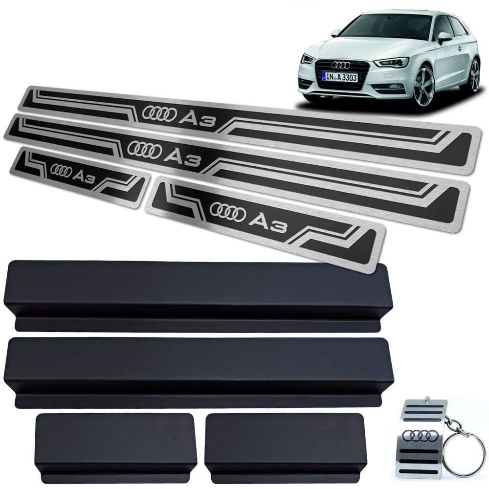 Soleiras Em Aço Inox Audi A3 2014 Em Diante Preto