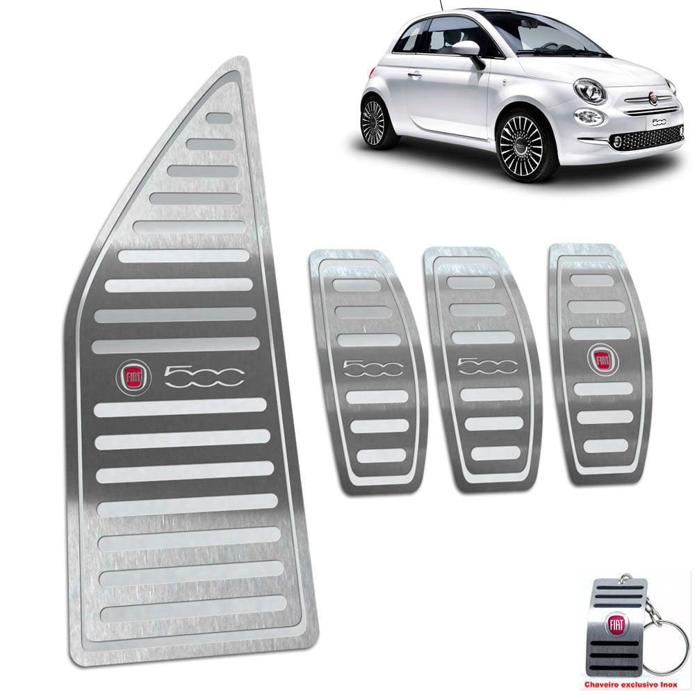 Descanso + Pedaleira Manual Prata Aço Inox Fiat 500