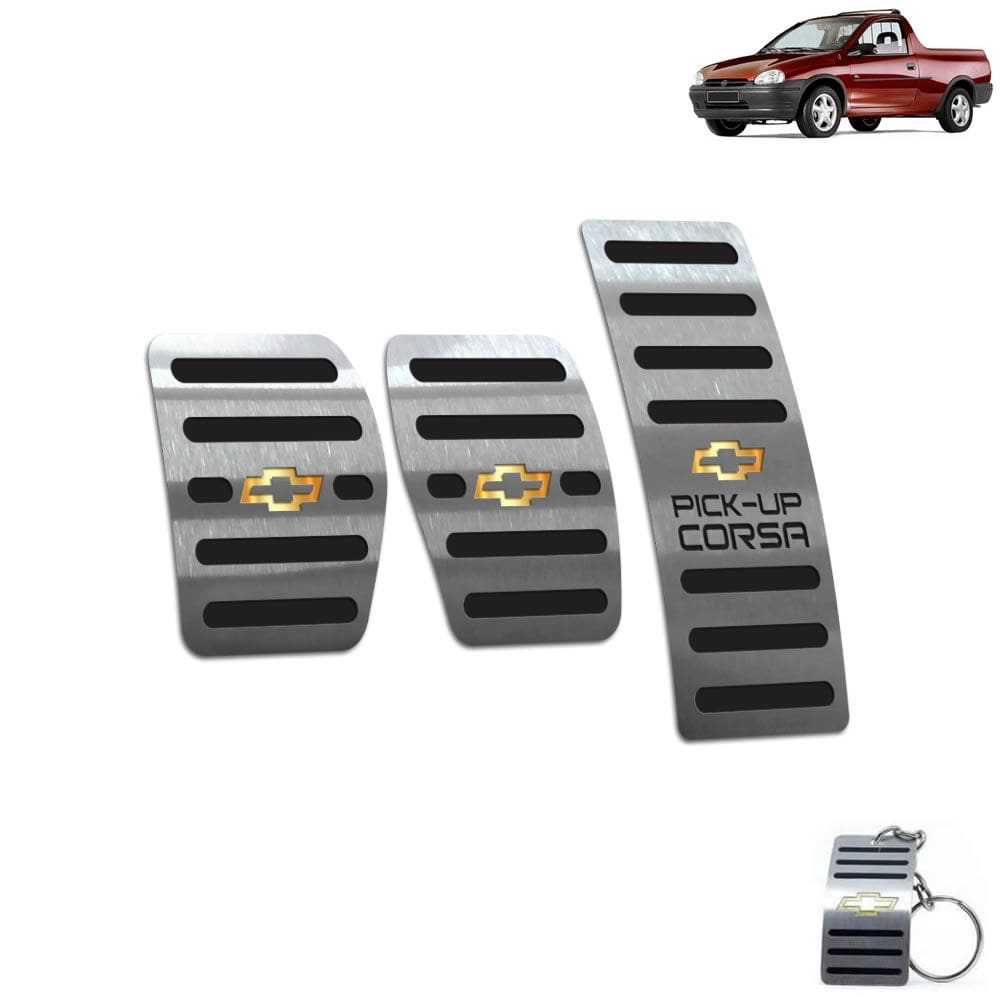 Pedaleira Chevrolet Pick-Up Corsa Preto Aço Inox
