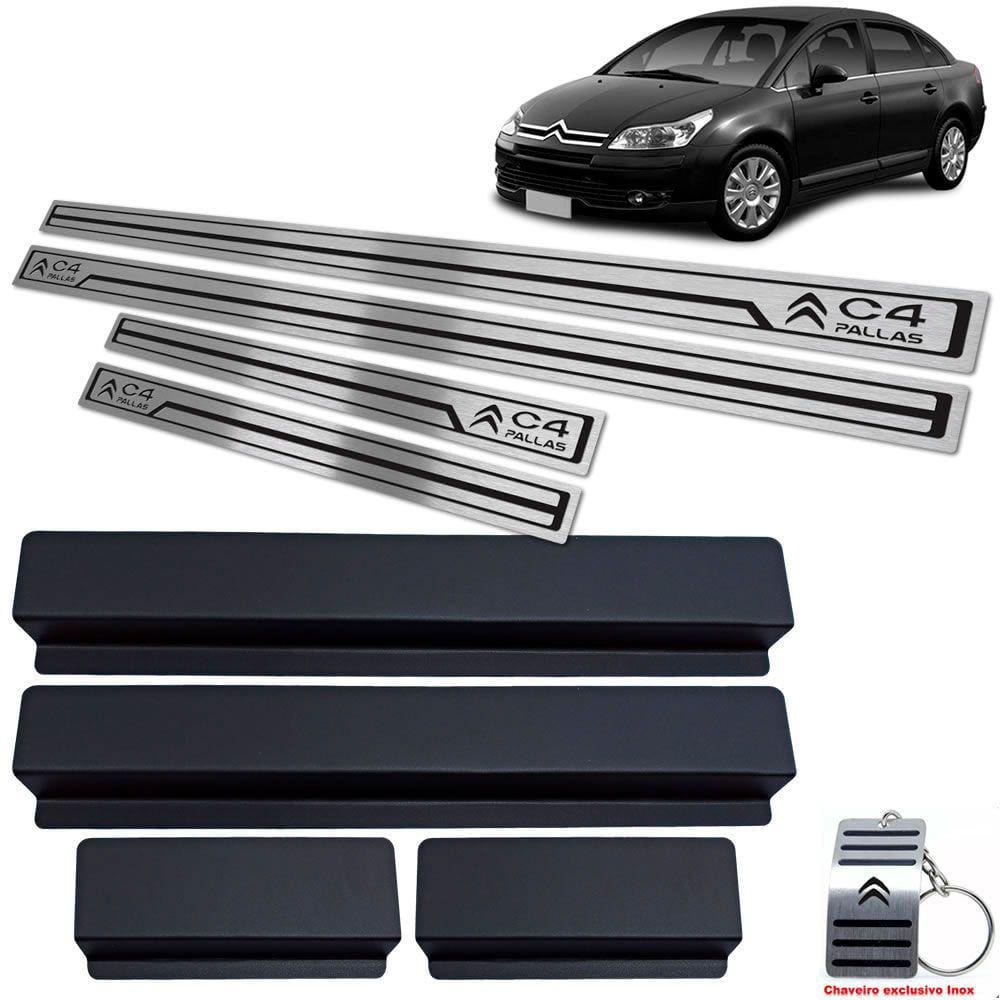 Soleira Em Aço Inox Citroen C4 Pallas 2005 A 2013 Preto