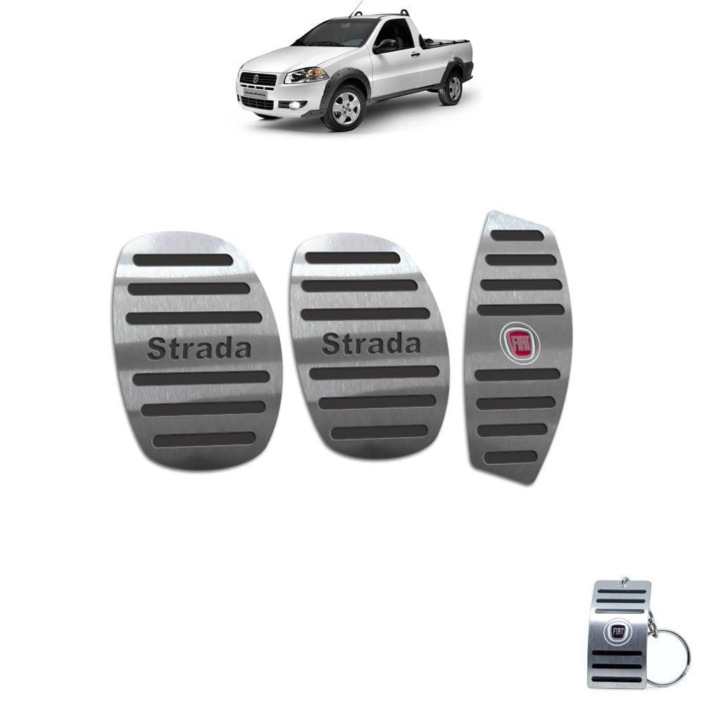 Pedaleira Fiat Strada 2009 Até 2020 Preto Aço Inox