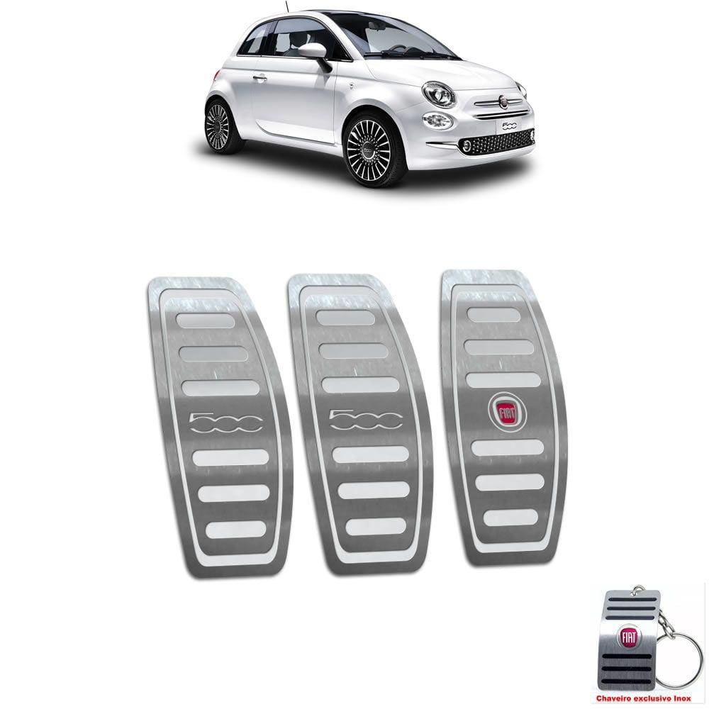 Pedaleira Manual Em Aço Inox Prata Fiat 500