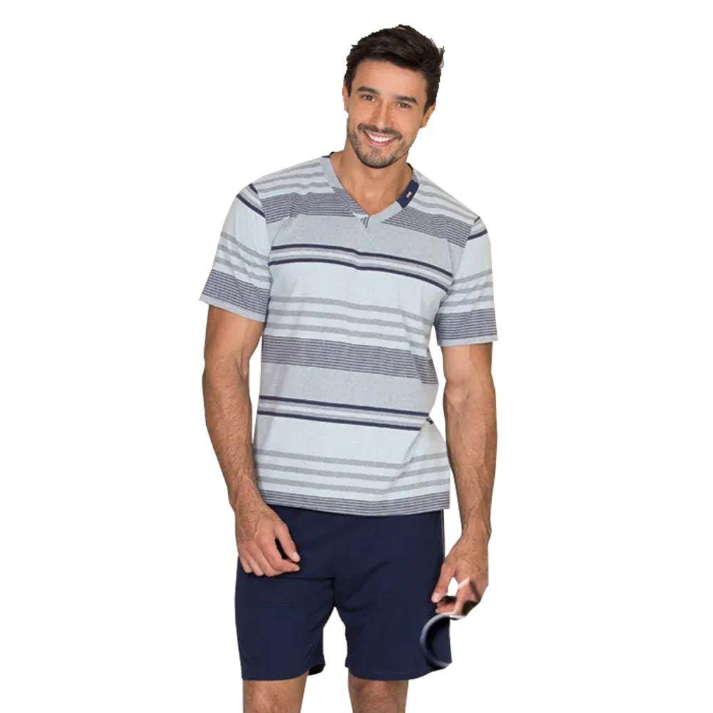 Pijama Masculino Fio Tinto 100% algodão Modo Avião - 07671