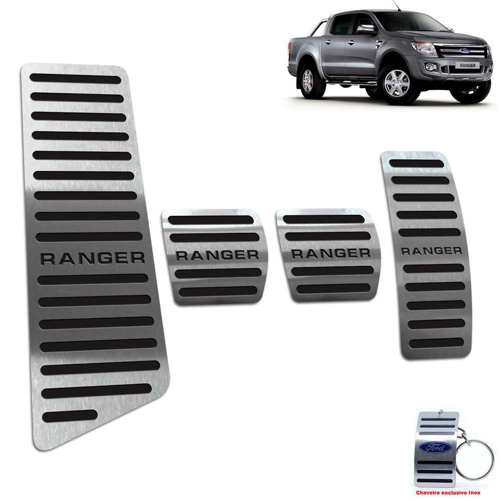 Pedaleira Manual + Descanso Ford Ranger 2013 2016 Aço Inox