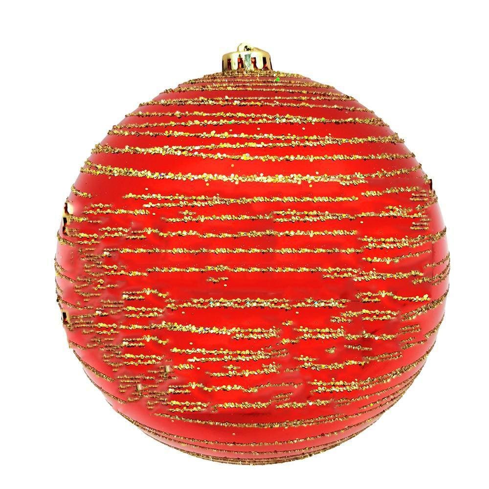 Bola Natal Gigante 15cm Vermelha Glitter Decoração