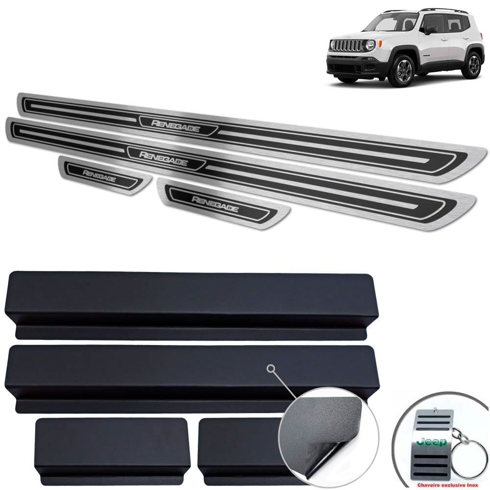 Soleiras Com Vinil Jeep Renegade Preto Alto Relevo