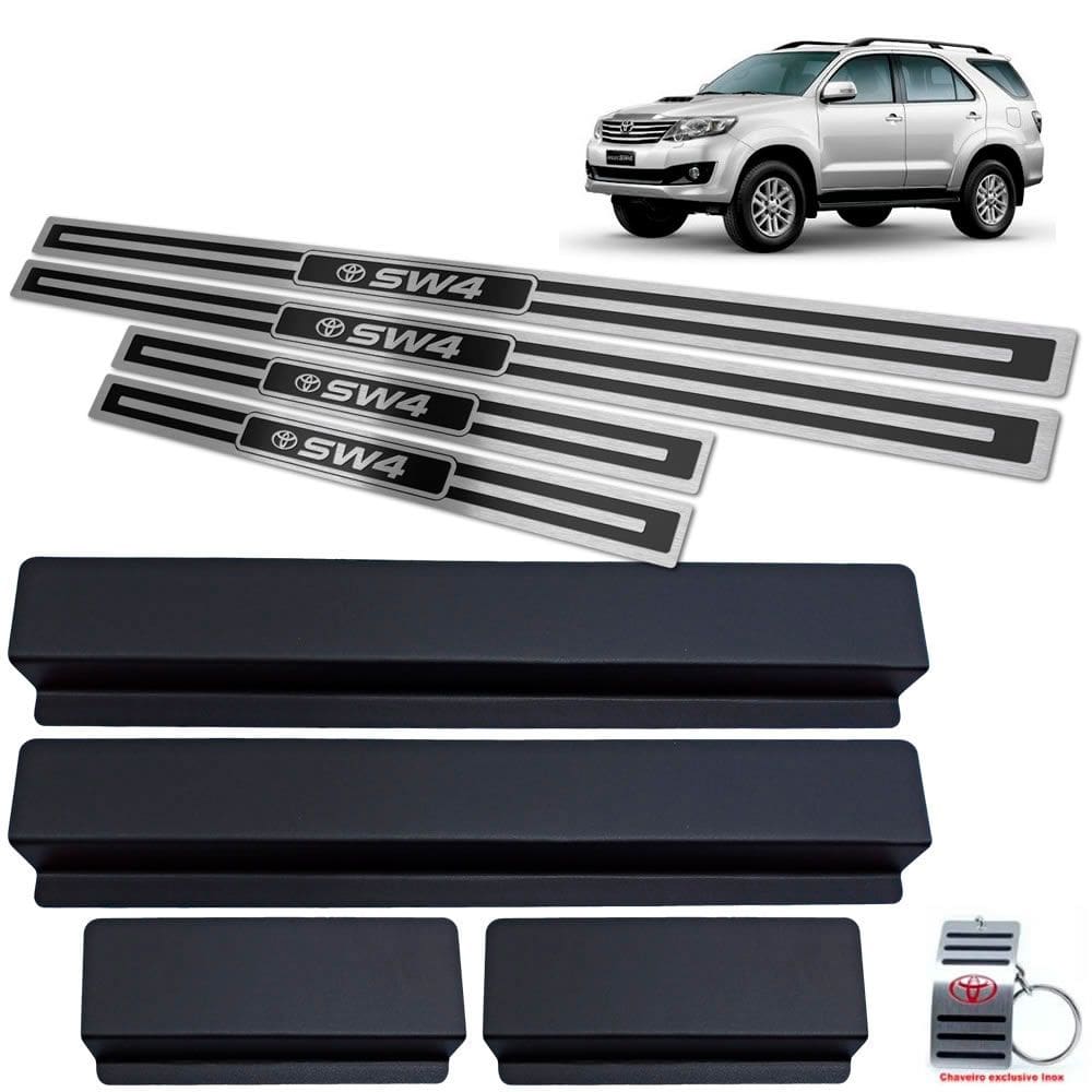 Soleira Em Aço Inox Hilux Sw4 2012 A 2015 Preto Alto Relevo