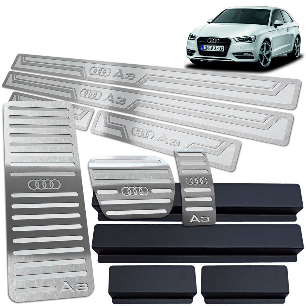 Soleira + Pedaleira + Descanso Audi A3 2014 2019 Aço Inox