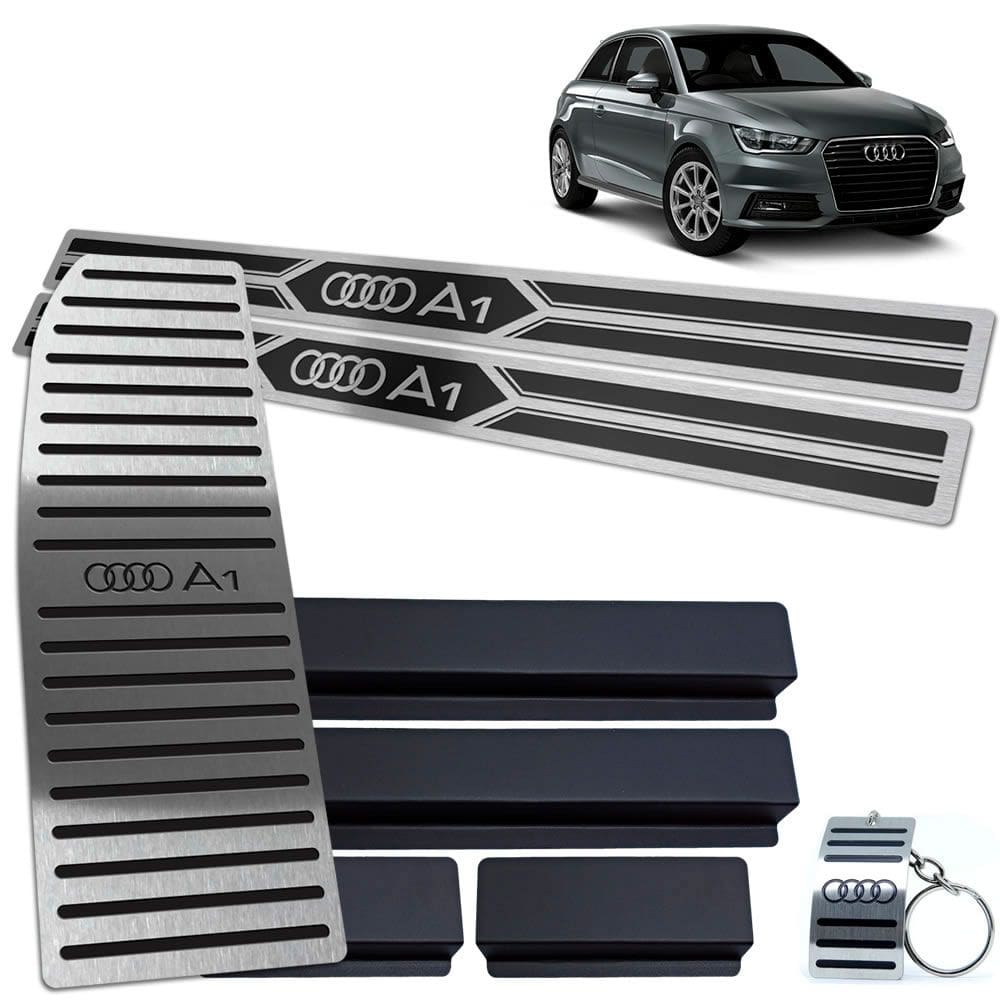 Soleiras Com Descanso Aço Inox Audi A1 2011 A 2018 Preto 2p
