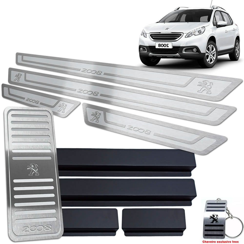 Soleira + Descanso Peugeot 2008 2015/2019 Prata Alto Relevo