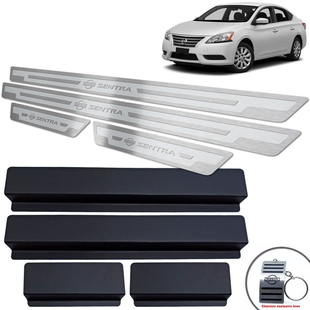 Soleiras Nissan Sentra 2014/2016 Prata Alto Relevo