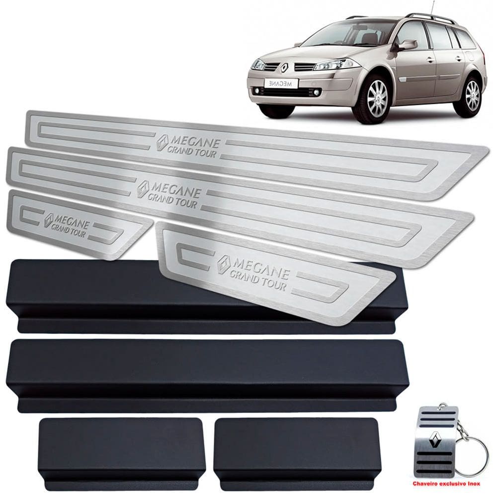 Soleiras Megane Grand Tour 2007/2013 Prata Alto Relevo