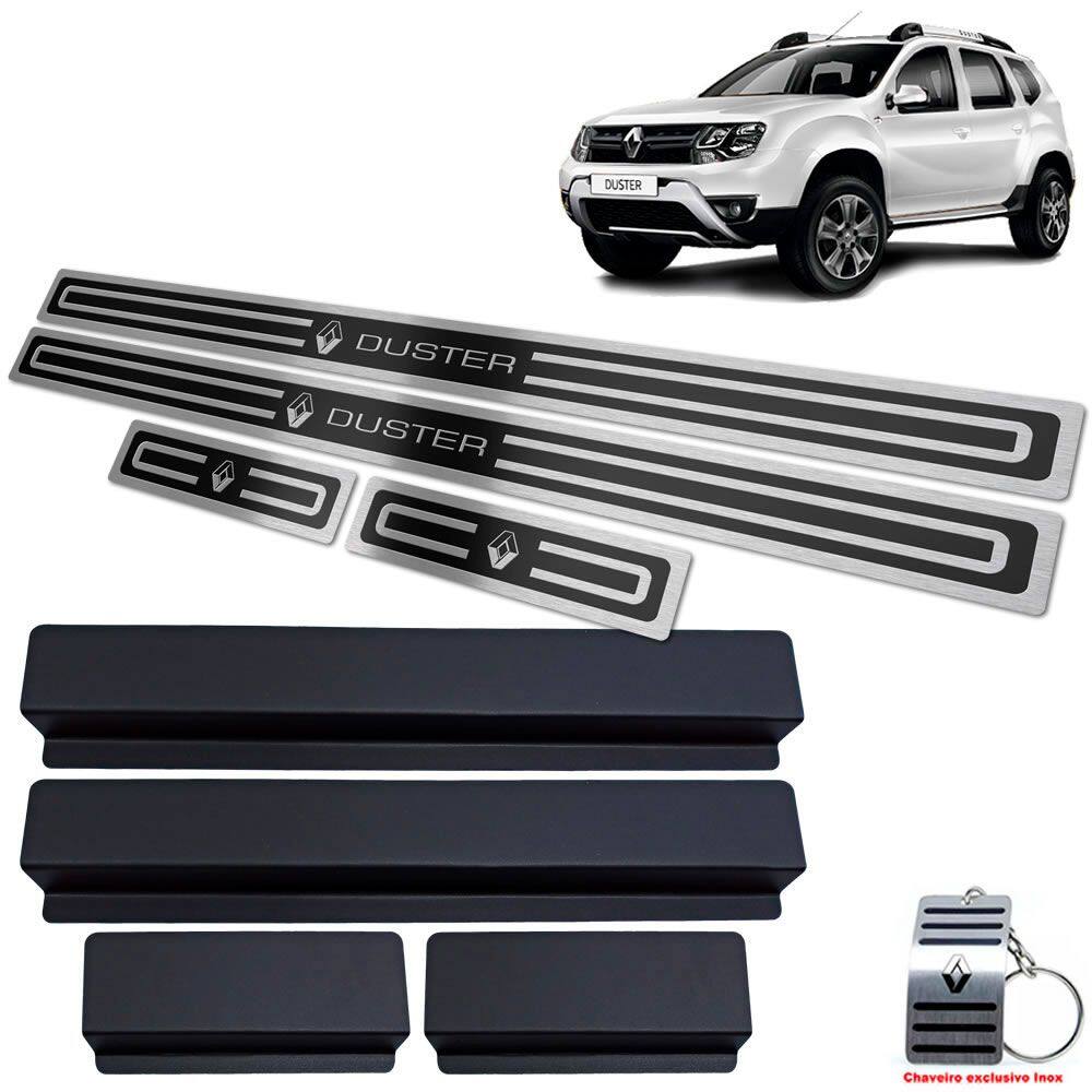 Soleira Em Aço Inox Duster 2011/2020 Preto Alto Relevo