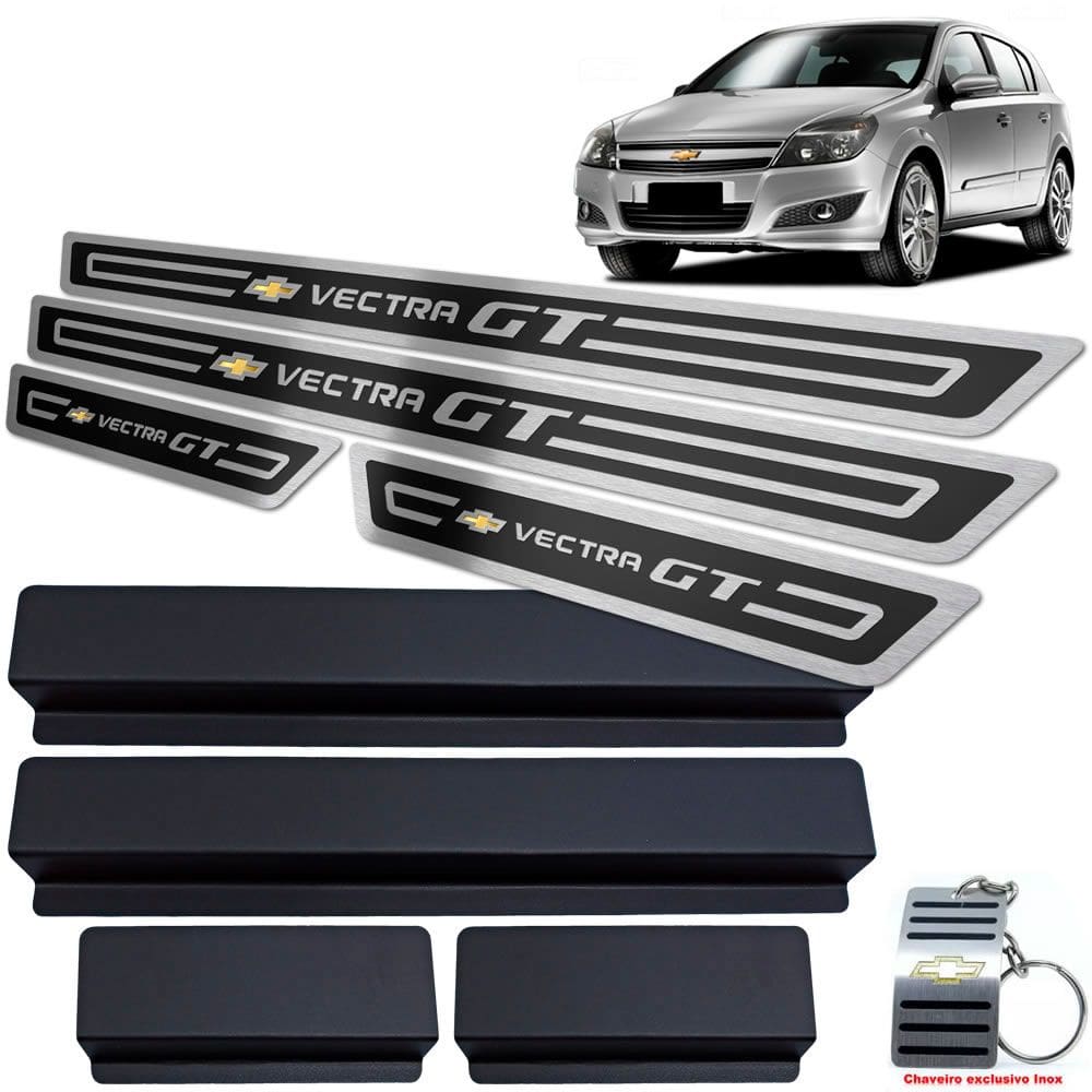 Soleira Em Aço Inox Vectra Gt 2008 A 2011 Preto Alto relevo