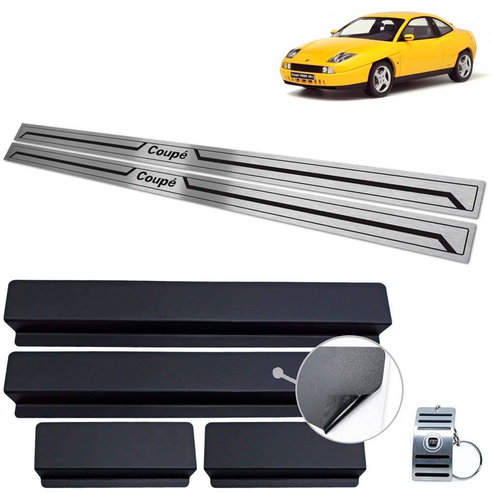 Soleira Em Aço Inox Fiat Coupé Preto Baixo Relevo