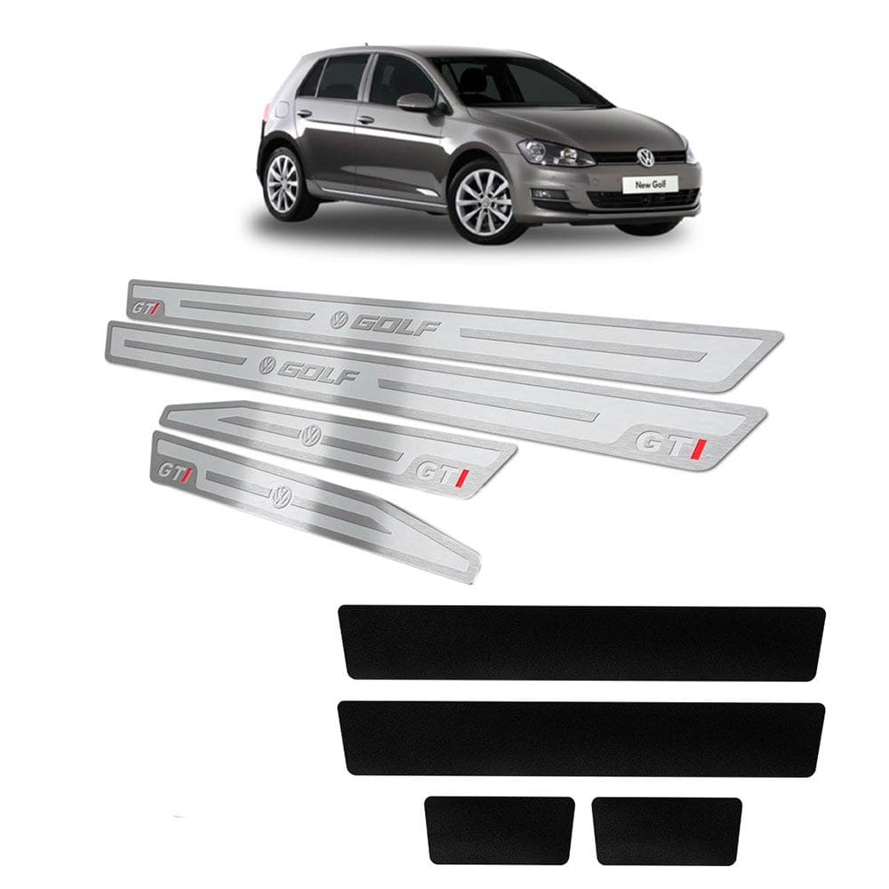 Soleiras Em Aço Inox Prata Alto Relevo Golf Gti 1999 A 2013