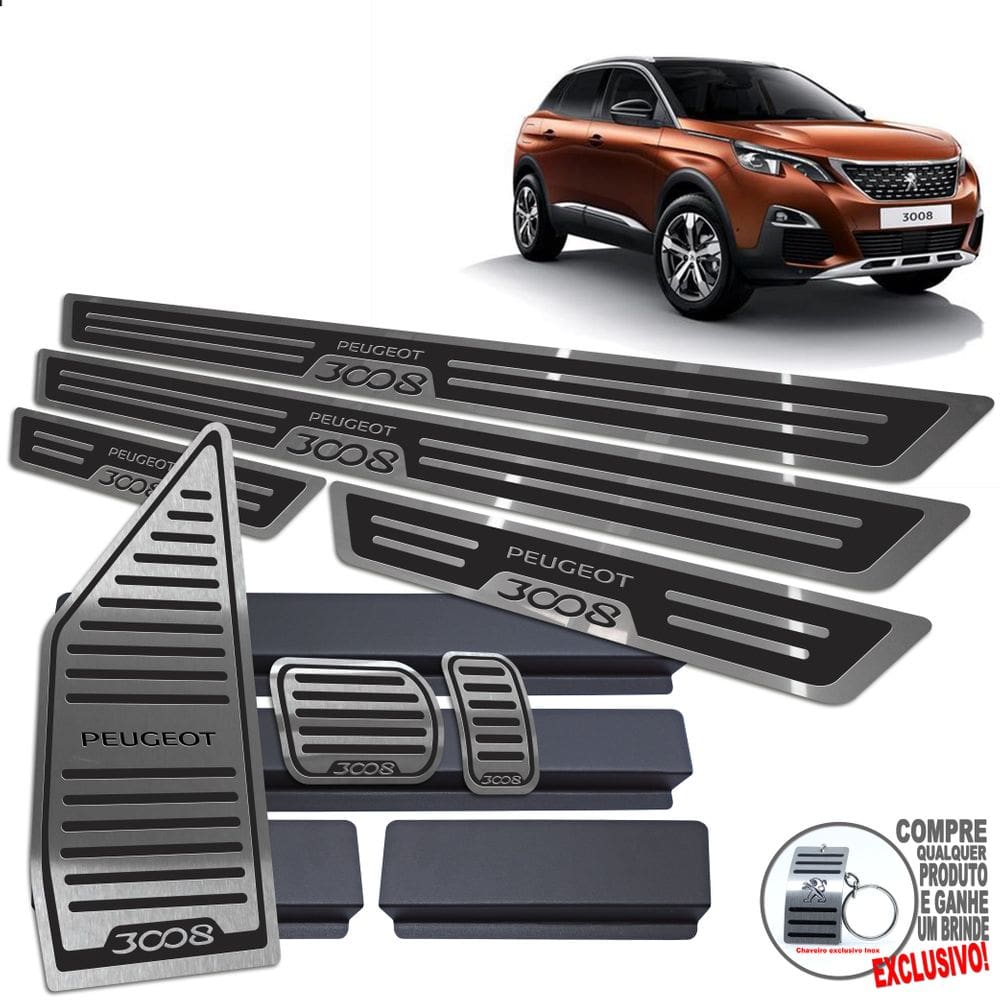 Soleira Pedaleira Descanso Peugeot 3008 2017/2022 Preto AR