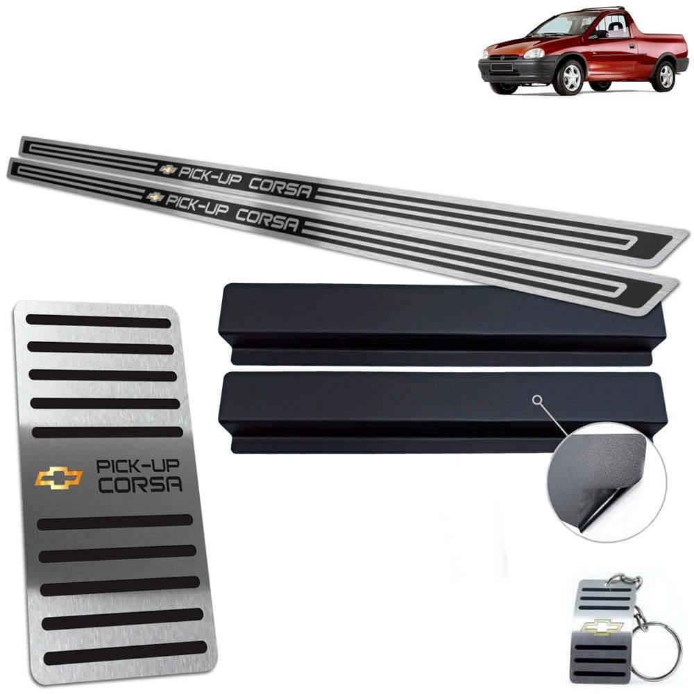 Descanso + Soleira Alto Relevo Preto Chevrolet Pick-Up Corsa