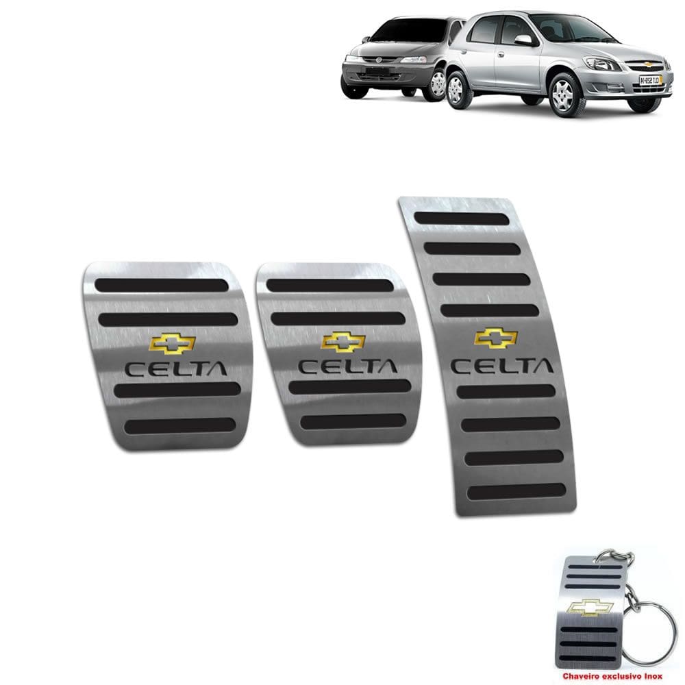 Pedaleiras Em Aço Inox Celta Manual Preto