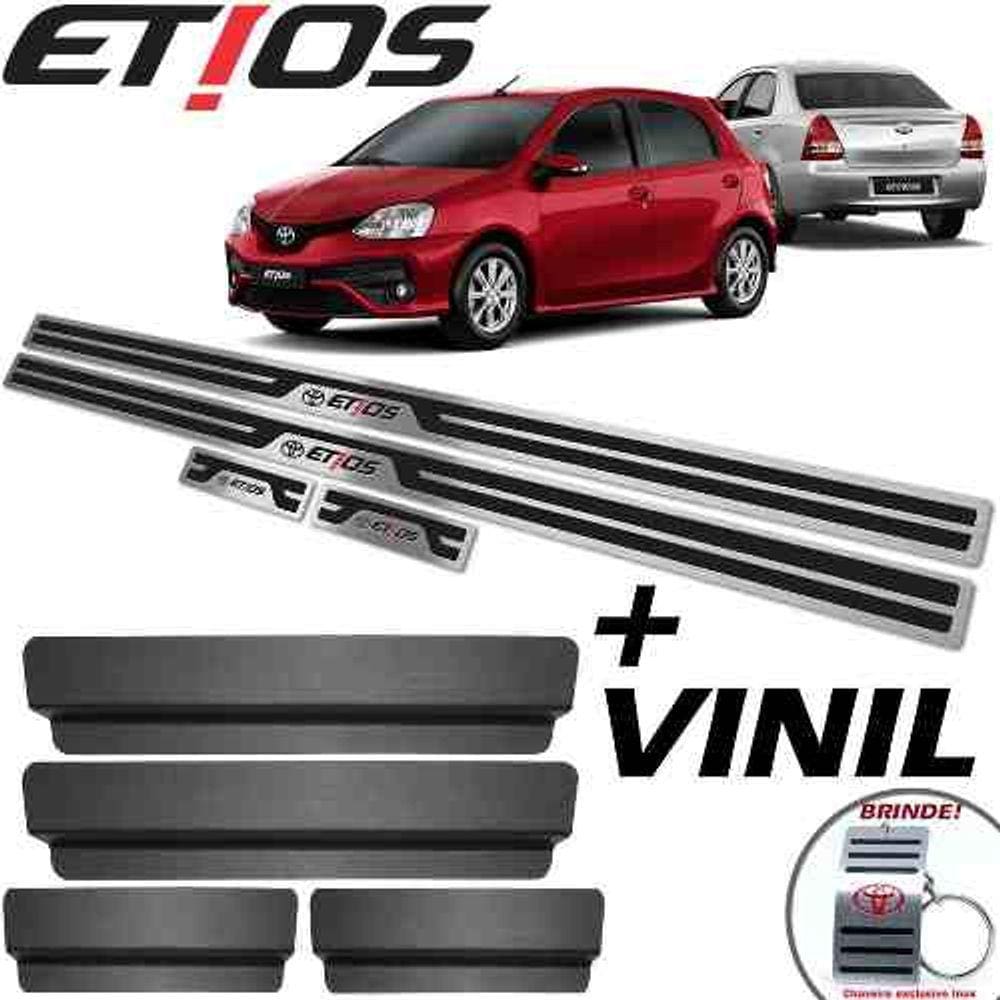 Soleiras Com Vinil Toyota Etios 2013/2019 Preto Alto Relevo