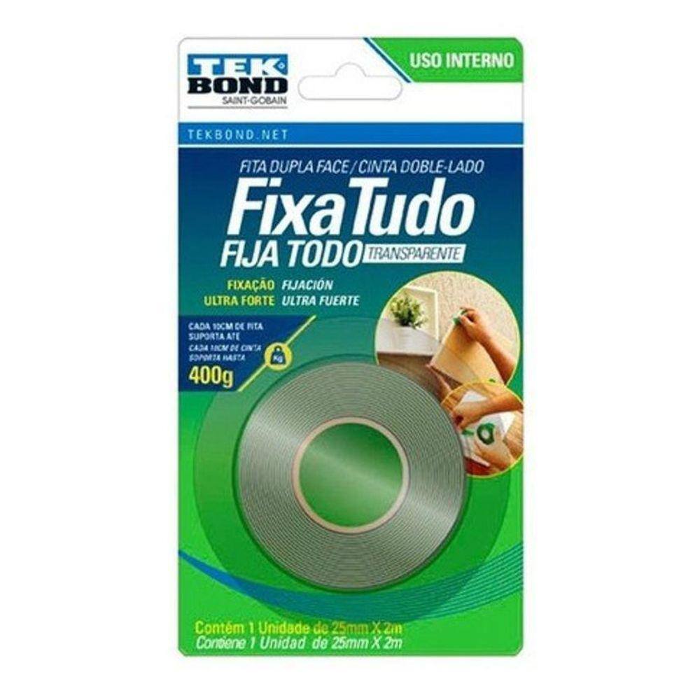 Fita Fixa Tudo Supertape Tekbond 25mm x 2m Transparente