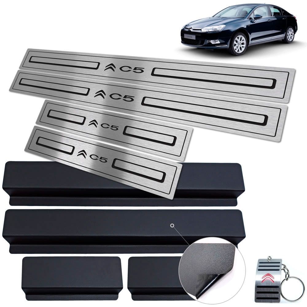 Soleira Baixo Relevo Preto Em Inox Citroen C5 2009 A 2013