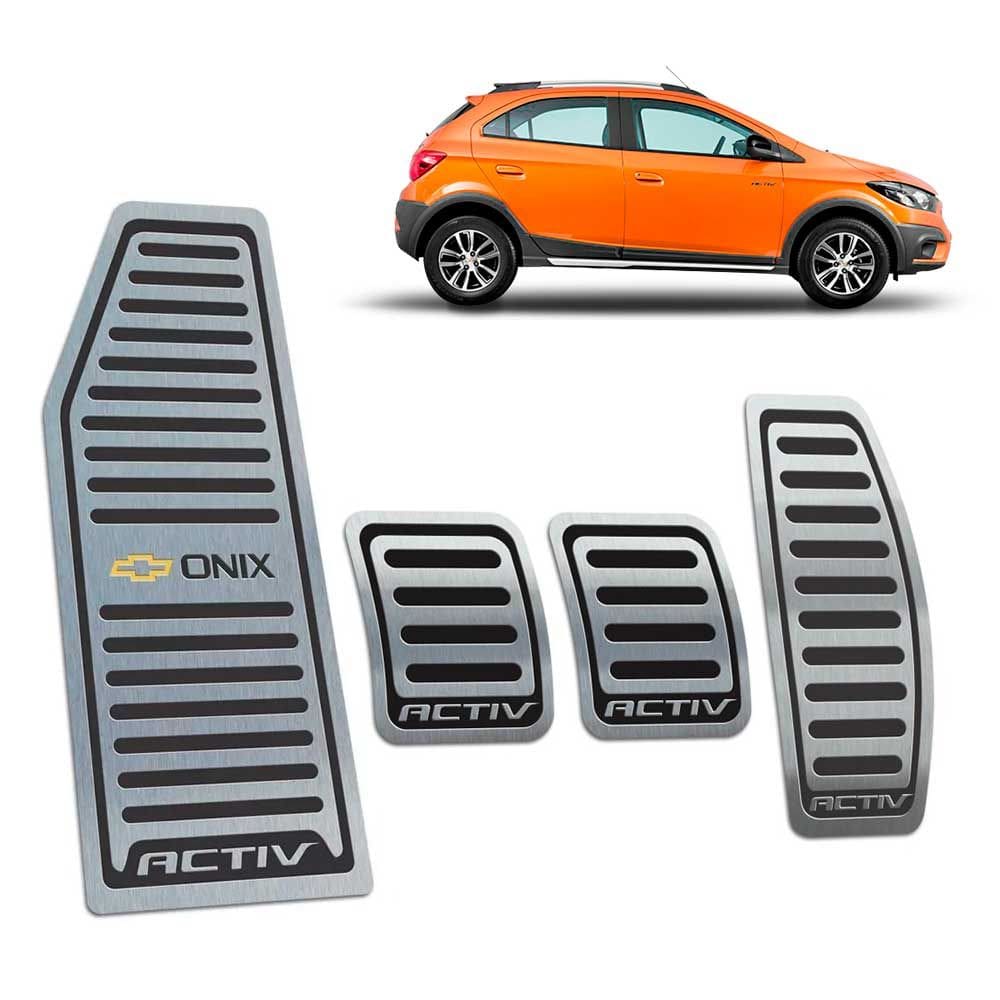 Pedaleiras Manual + Descanso Onix Activ 2017/2019 Preto