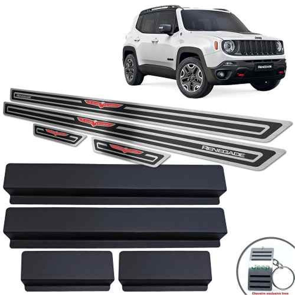 Soleira Com Vinil Jeep Renegade Trailhawk Preto Alto Relevo