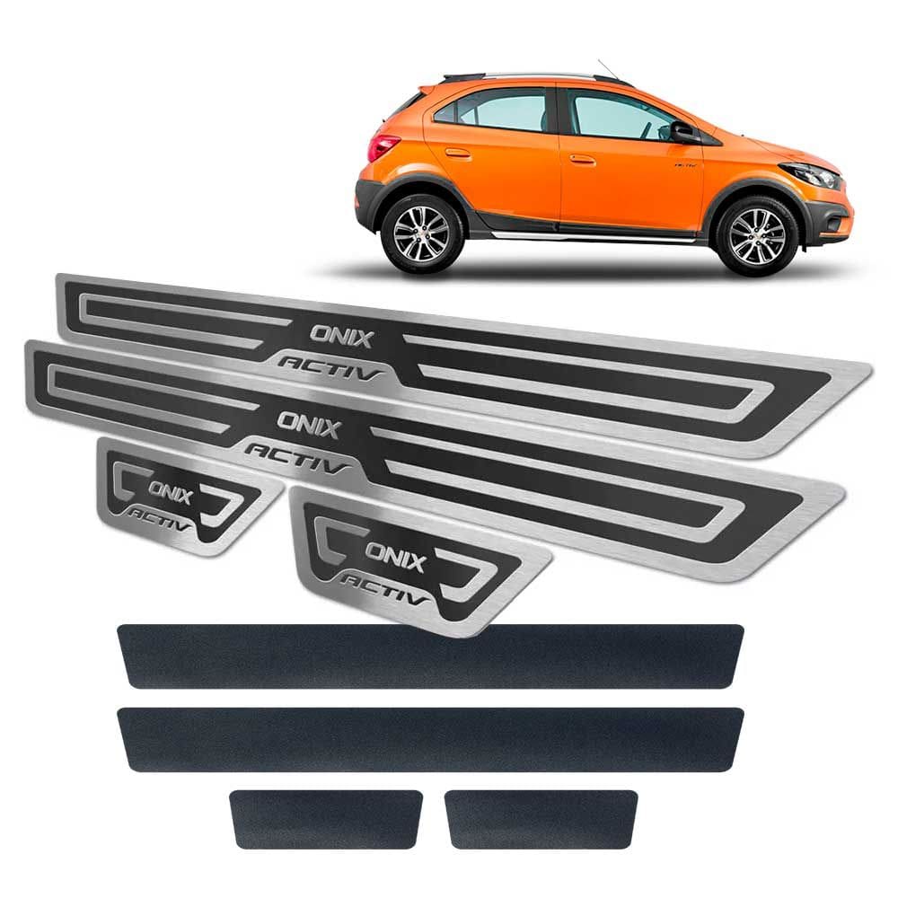 Soleiras + Vinil Chevrolet Onix Activ 2017/2019 Preto