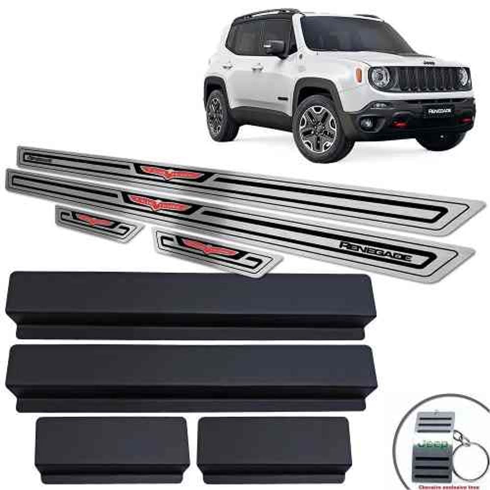 Soleira Com Vinil Jeep Renegade Trailhawk Preto Baixo Relevo