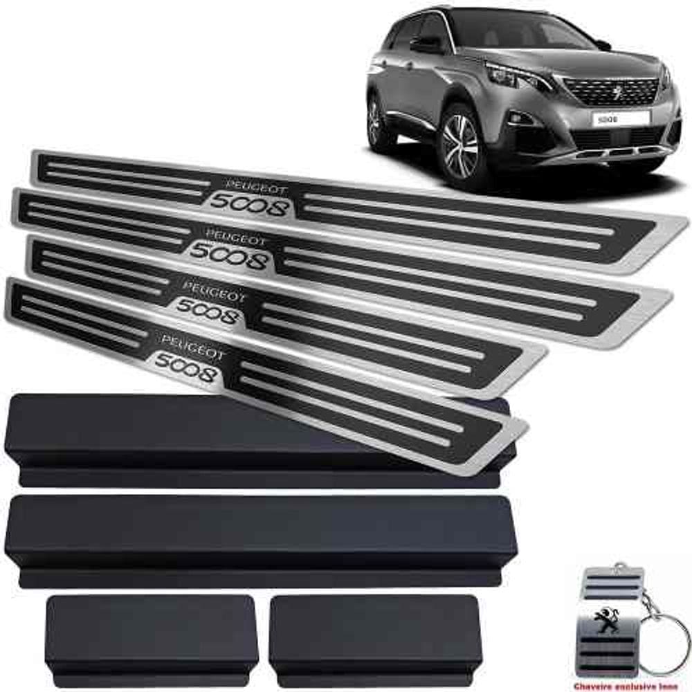 Soleiras Com Vinil Peugeot 5008 Preto Alto Relevo