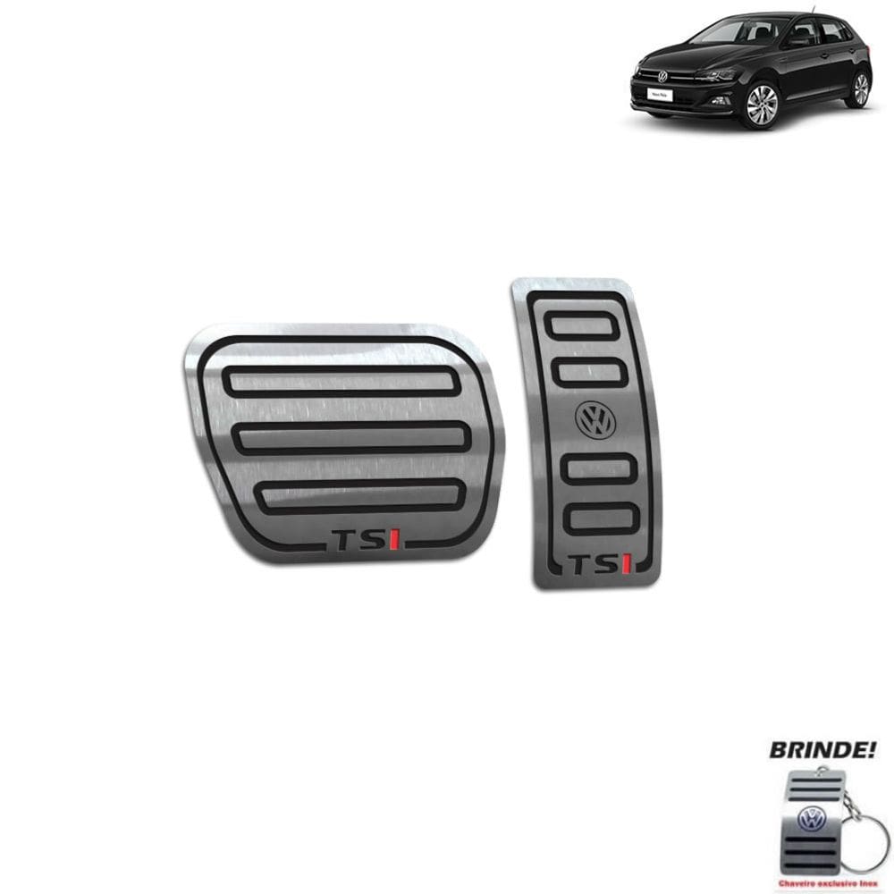 Pedaleiras Em Aço Inox Polo Tsi 2018 19 20 Automático Preto