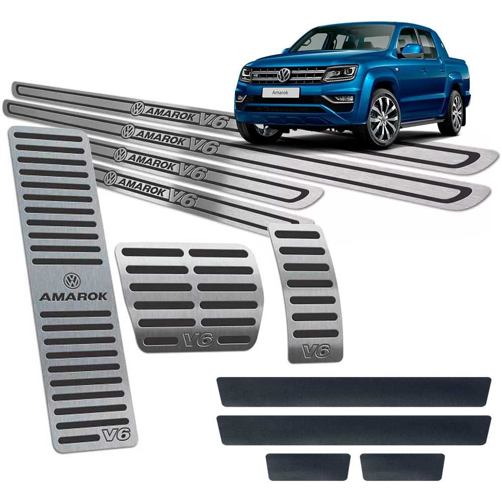 Pedaleiras Descanso Soleiras Amarok V6 2010/2019 Inox Preto