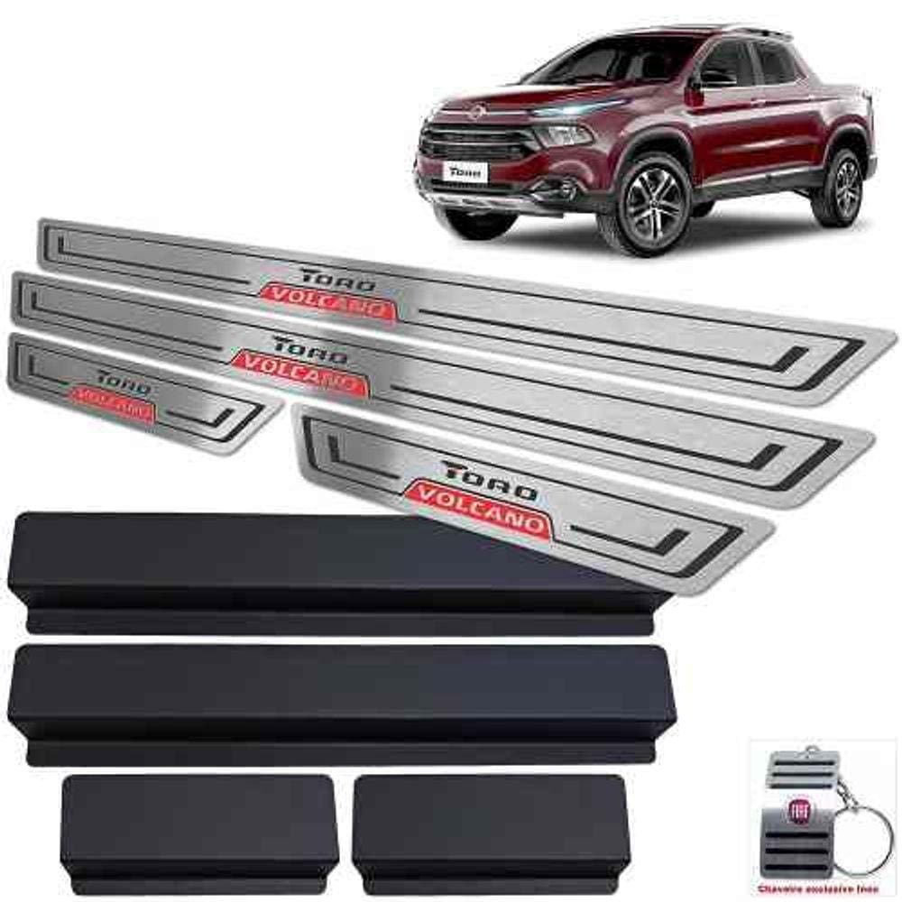 Soleiras Baixo Relevo Fiat Toro Volcano 2016 a 2021 Preto