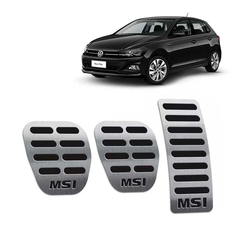 Pedaleiras Em Aço Inox Polo Msi 2018 2019 Manual Preto