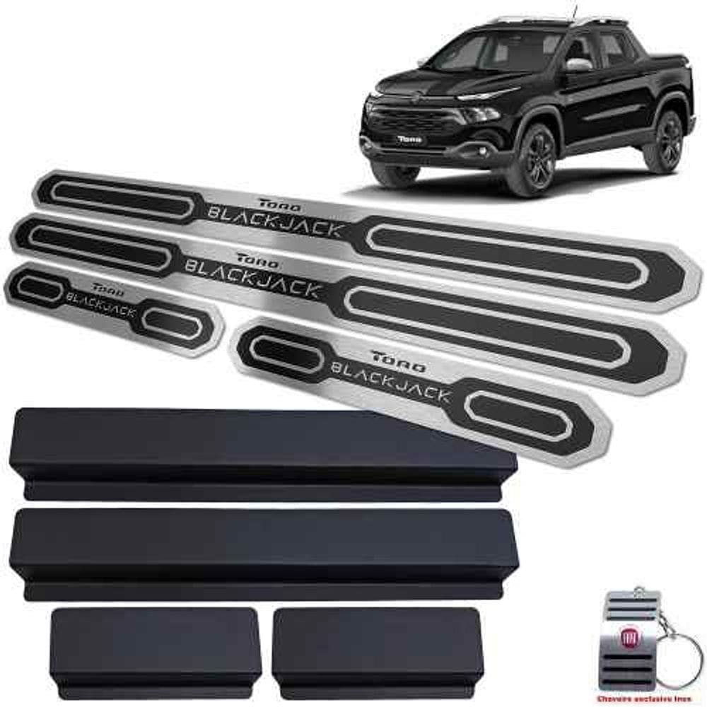 Soleiras Com Vinil Fiat Toro Blackjack Preto Alto Relevo