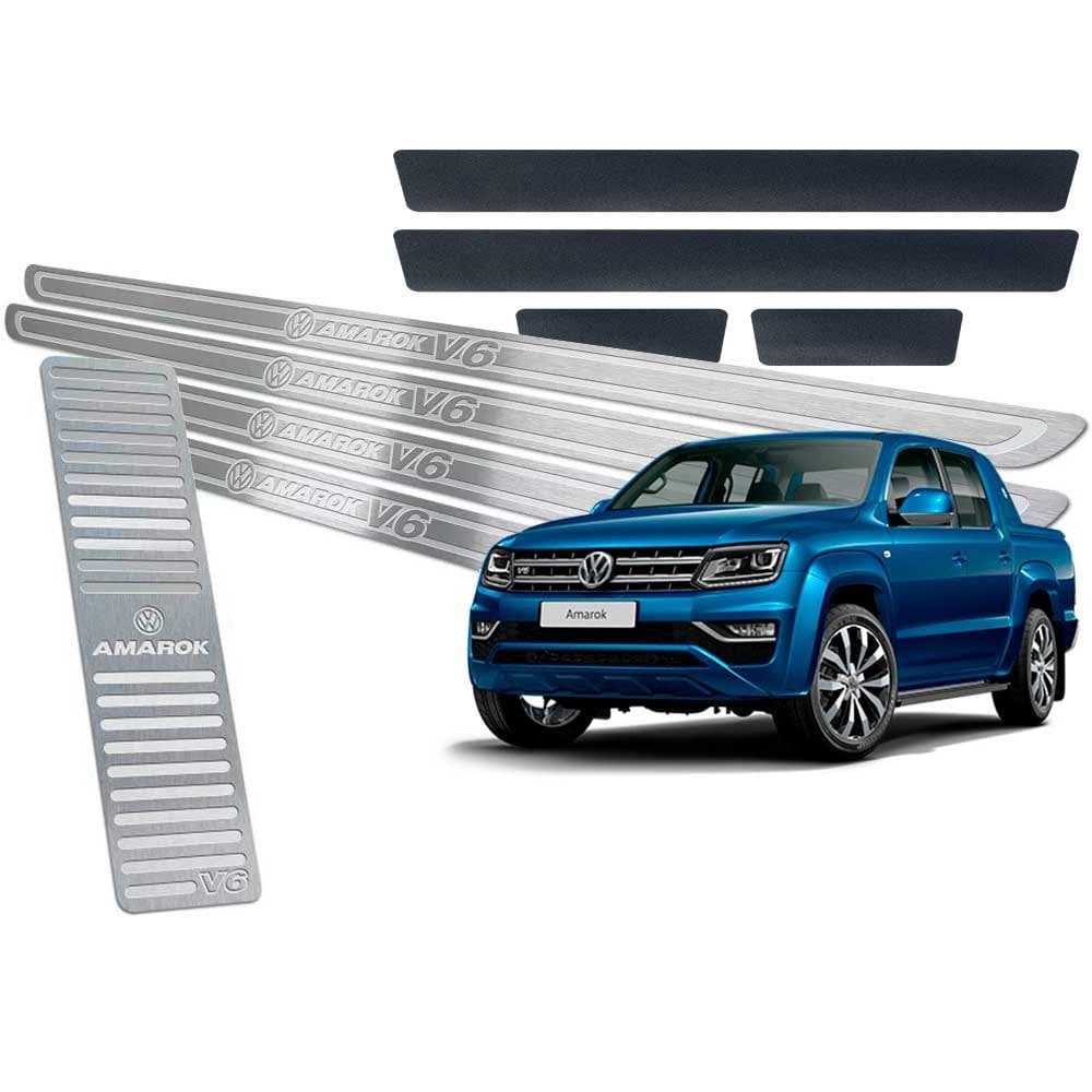 Descanso Soleiras Aço Inox + Vinil Amarok V6 2010/2019 Prata