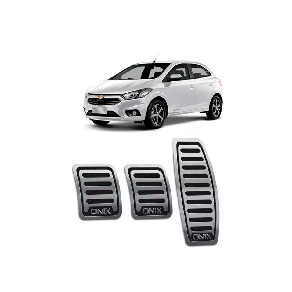 Pedaleira Chevrolet Onix 2013/2019 Aço Inox Manual Preto