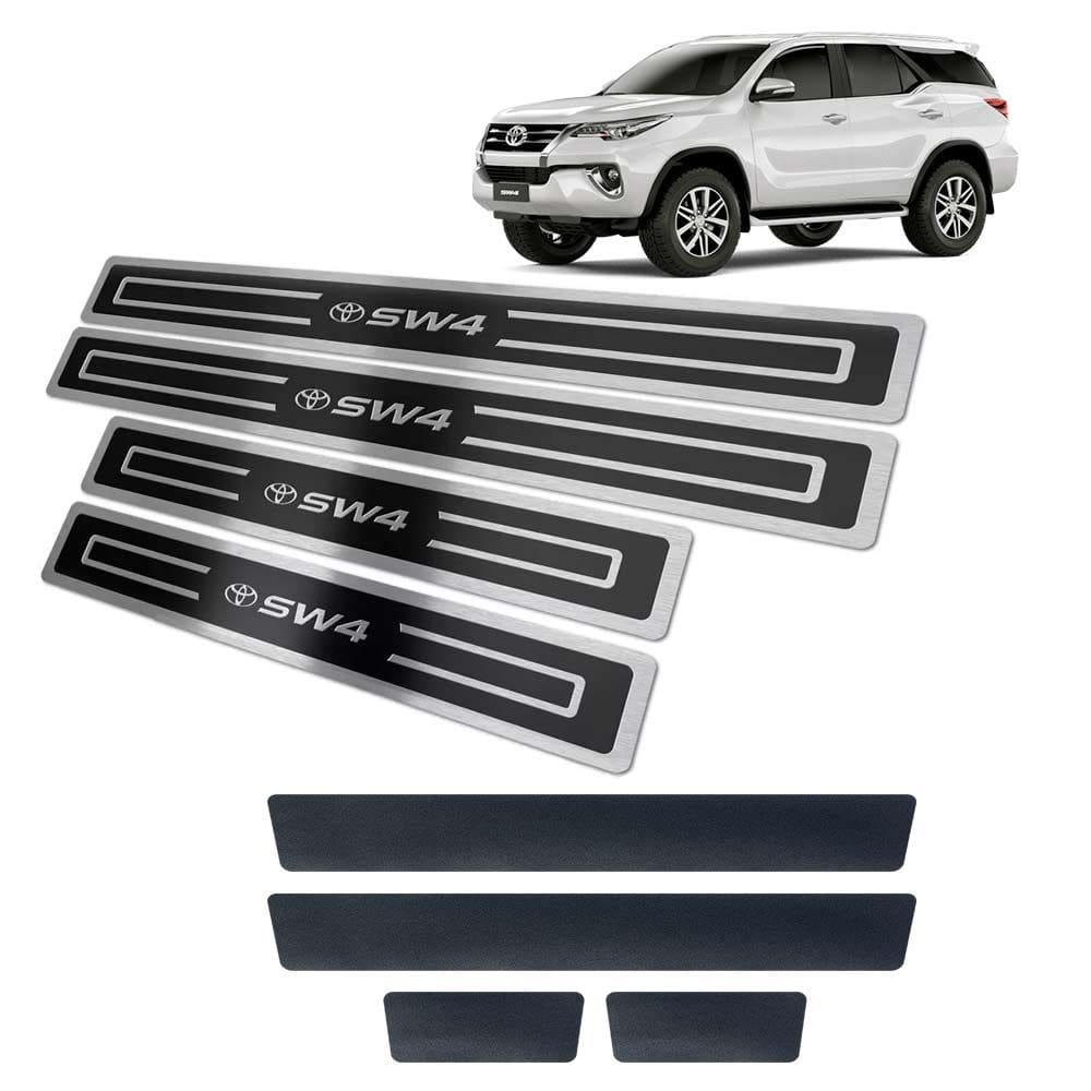 Soleiras Alto Relevo Hilux Sw4 2016/2019 + Vinil Preto