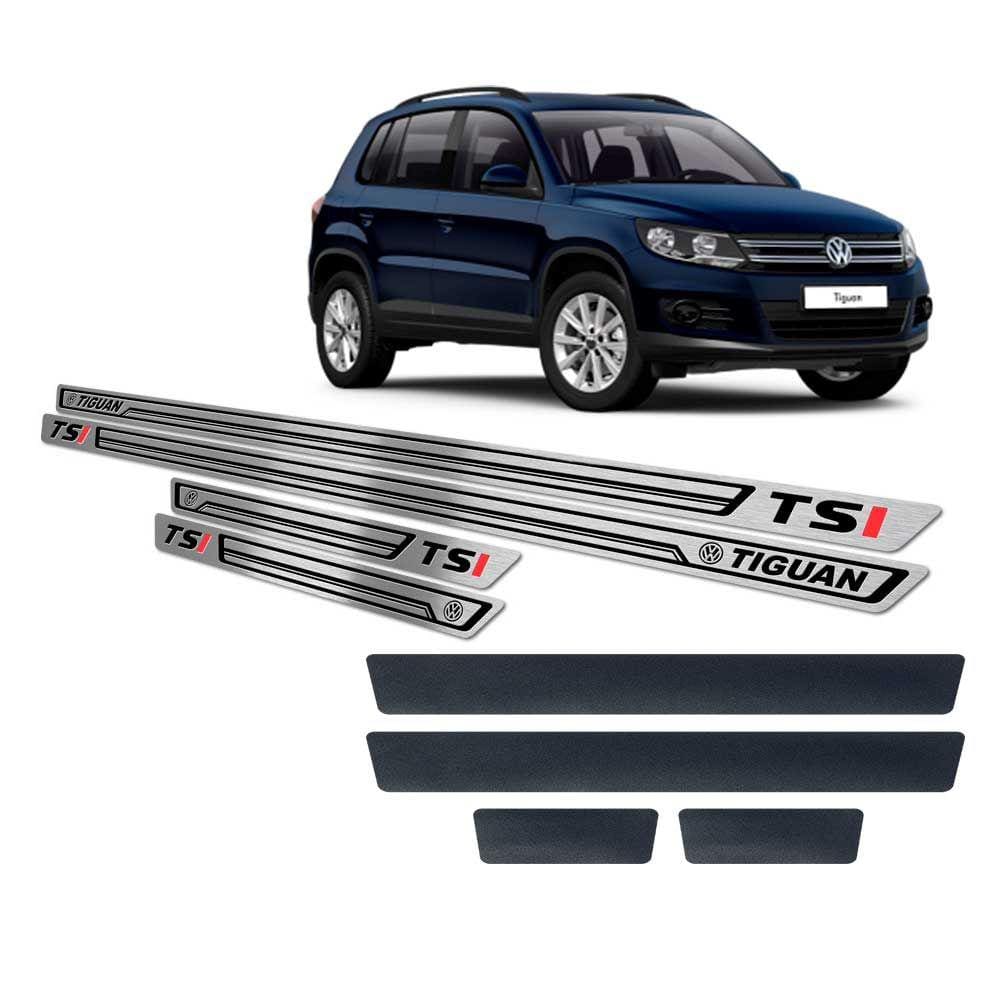 Soleiras +Vinil Tiguan Tsi 2012/2017 I Preto Baixo Relevo