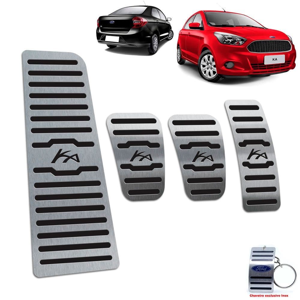 Pedaleira Manual + Descanso Aço Inox Ford Ka 2014/2020 Preto