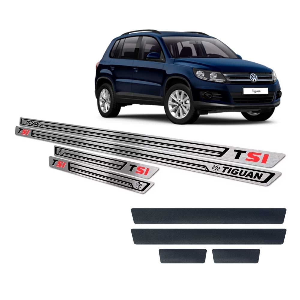 Soleiras +Vinil Tiguan Tsi 2012/2017 SI Preto Baixo Relevo