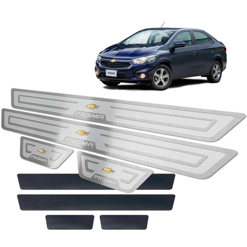Soleira + Vinil Chevrolet Prisma 2013/2019 Prata Alto Relevo