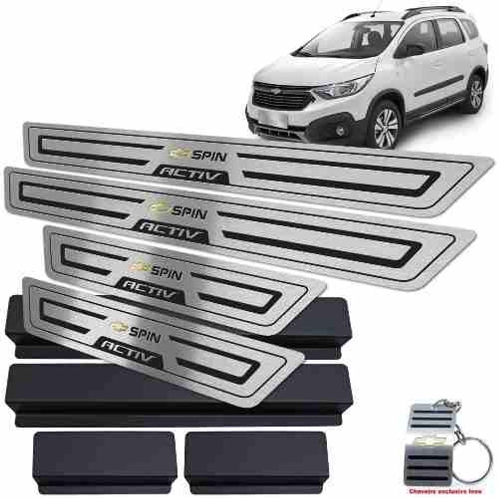 Soleiras Chevrolet Spin Activ Com Vinil Preto Baixo Relevo