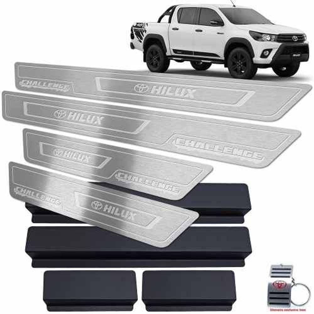 Soleira Hilux Challenge 2018 2019 + Vinil Prata Baixo Relevo
