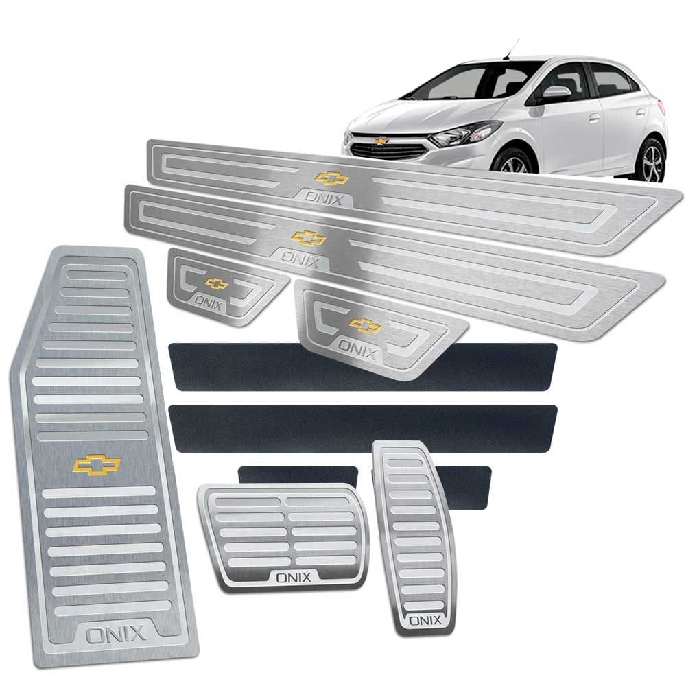 Pedaleira Descanso Soleira Onix 2013/2019 Prata Aut Aço Inox