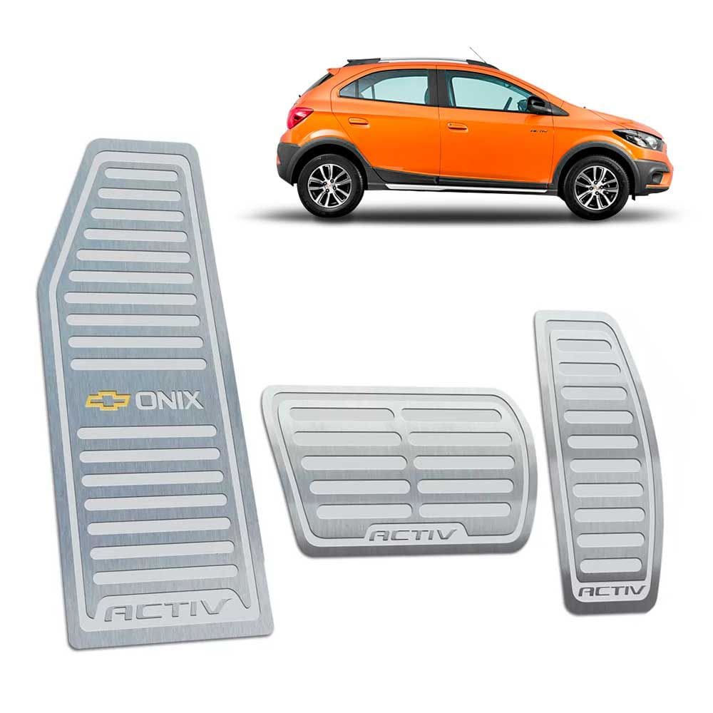 Pedaleiras Automático + Descanso Onix Activ 2017/2019 Prata