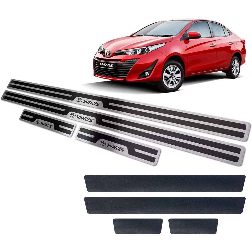 Soleiras Alto Relevo Toyota Yaris 2018 2019 + Vinil Preto