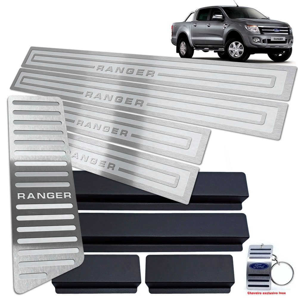 Descanso Soleira Ford Ranger 2013 A 2016 Prata Alto Relevo
