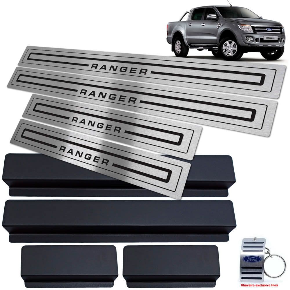 Soleira de Porta Ford Ranger 2013 A 2016 Preto Baixo Relevo
